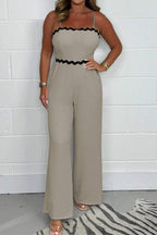 🔥50% off🔥Women's Wavey Trim Spaghetti Strap Jumpsuit