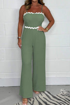 🔥50% off🔥Women's Wavey Trim Spaghetti Strap Jumpsuit