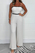 🔥50% off🔥Women's Wavey Trim Spaghetti Strap Jumpsuit