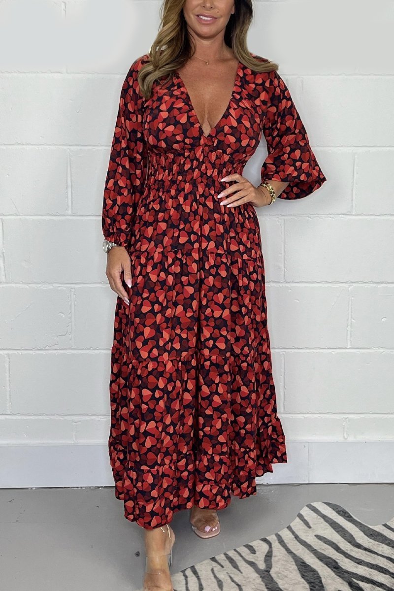 💃Summer Hot Sale 49% OFF🔥Heart Smocked Midi Dress