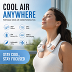 🥳2026 HOT SALE🥳💞50K+ SOLD!🍃 Neck Air Conditioner Fan – Ultra‑quiet. 360° rotating. 3 speeds. Hands‑free cooling. long battery. Summer essential! 😎🌬️