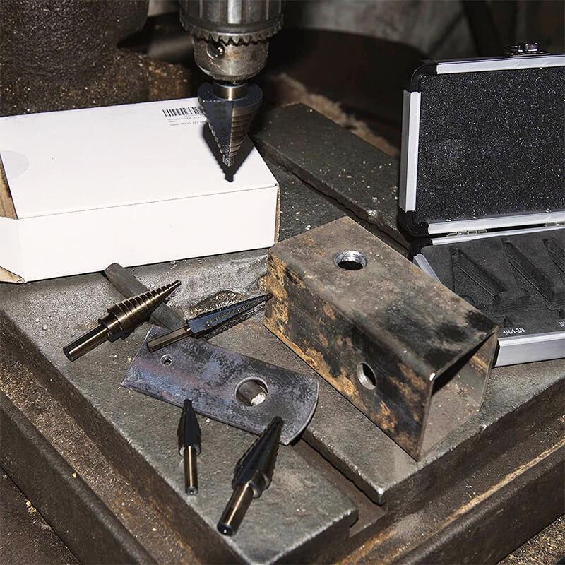 Pagoda-shaped Drill Bits Set with Aluminum Storage Case