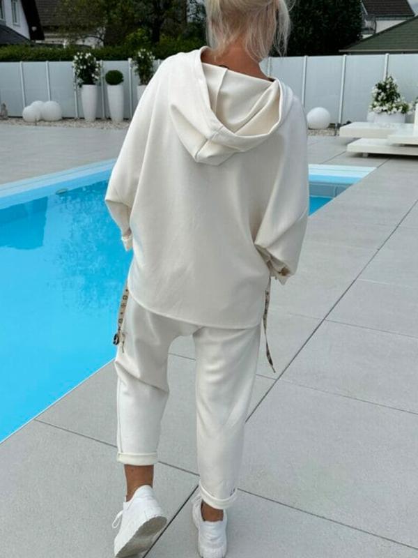 💖Limited Sale 50% OFF💖Women's Two-Piece Solid Color Hooded Sweatshirt Set