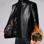 🧥40% OFF NOW! ❄️ Men's Warm Plush Lining Leather Jacket - Windproof & Stylish. Perfect for Cold Weather Outings ✨