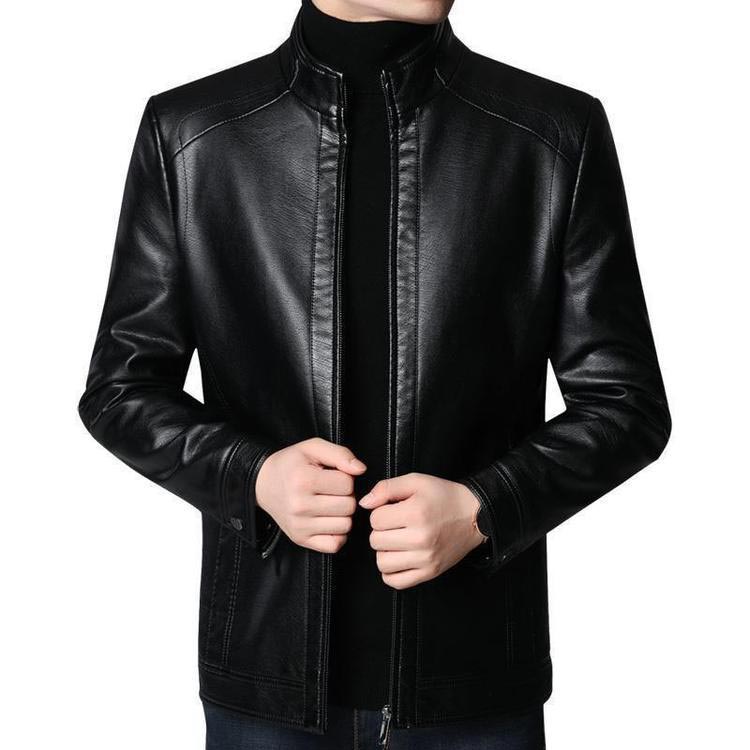 🧥40% OFF NOW! ❄️ Men's Warm Plush Lining Leather Jacket - Windproof & Stylish. Perfect for Cold Weather Outings ✨