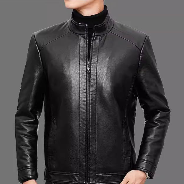 🧥40% OFF NOW! ❄️ Men's Warm Plush Lining Leather Jacket - Windproof & Stylish. Perfect for Cold Weather Outings ✨