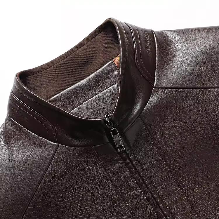 🧥40% OFF NOW! ❄️ Men's Warm Plush Lining Leather Jacket - Windproof & Stylish. Perfect for Cold Weather Outings ✨
