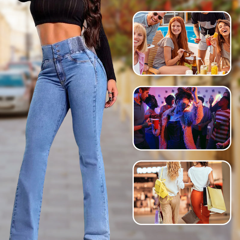 👖49% OFF NOW!💃 Women's Stretch Flare Jeans – High Waist. Body-Hugging Fit & Retro Style ✨