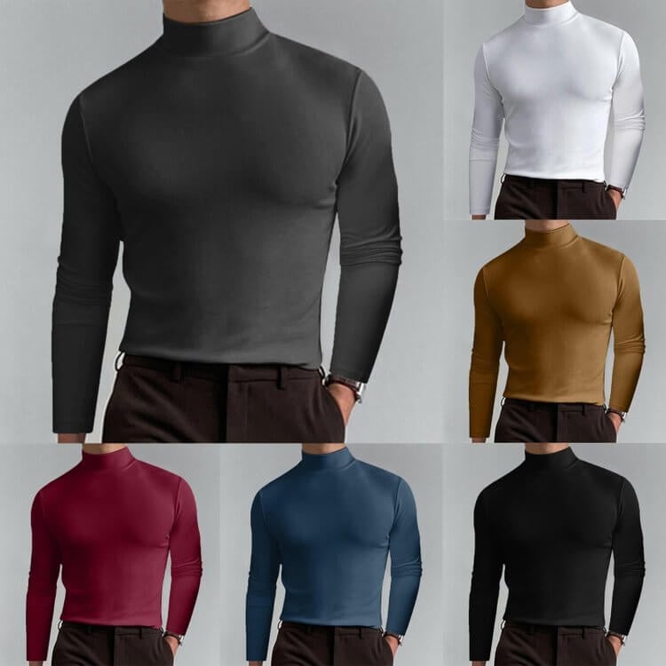 Ultimate Comfort Men's High Neck T-Shirt – Stretch. Breathable. Slim Fit for Gym & Daily Wear!