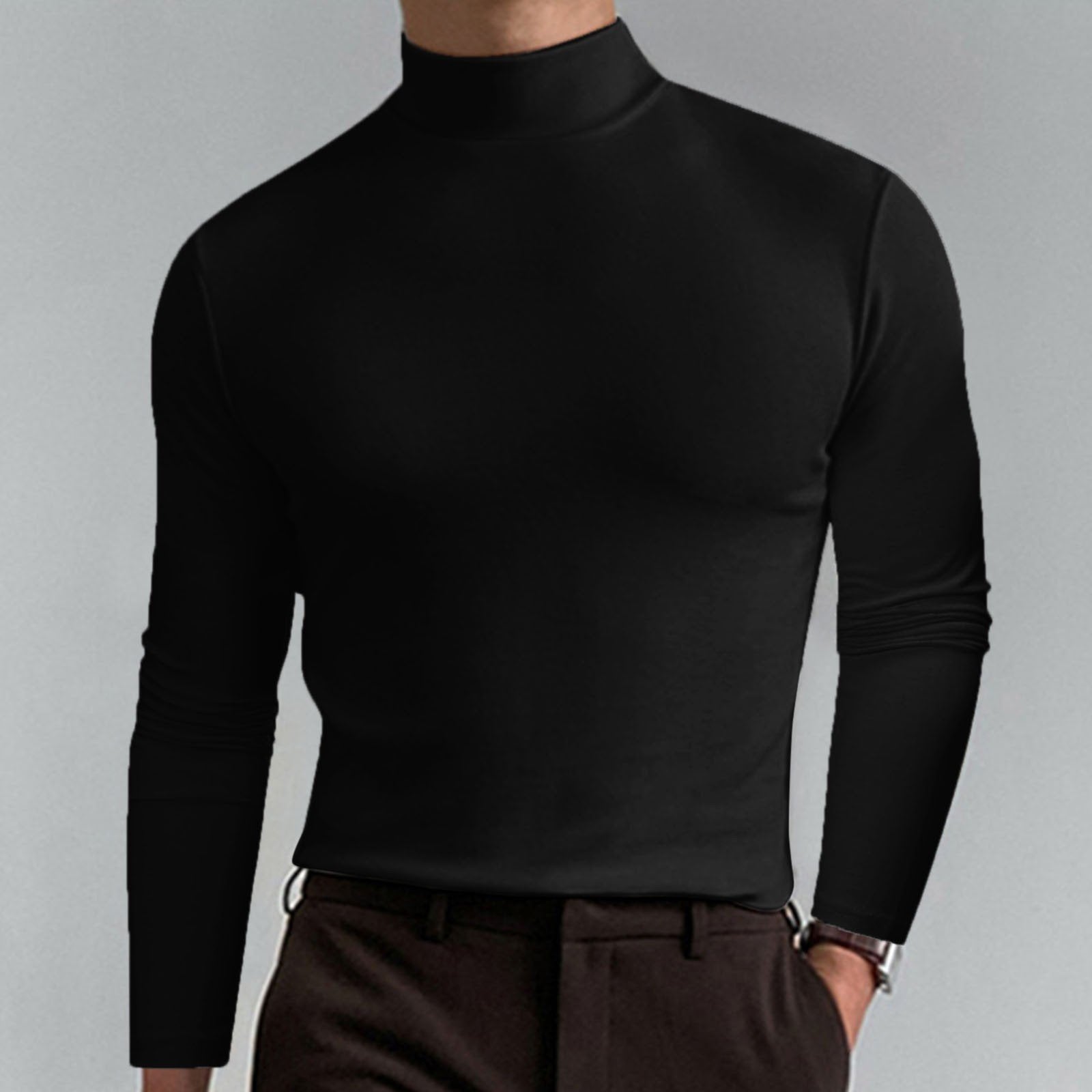 Ultimate Comfort Men's High Neck T-Shirt – Stretch. Breathable. Slim Fit for Gym & Daily Wear!