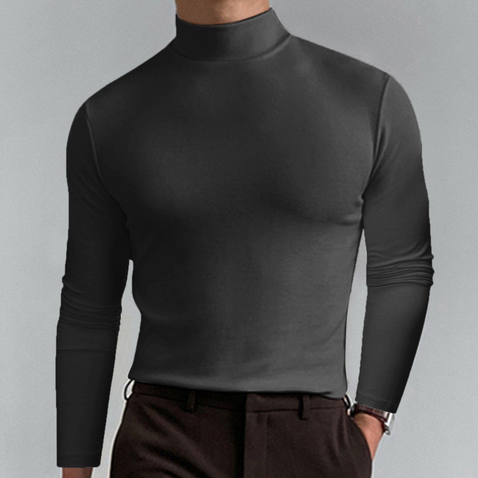 Ultimate Comfort Men's High Neck T-Shirt – Stretch. Breathable. Slim Fit for Gym & Daily Wear!
