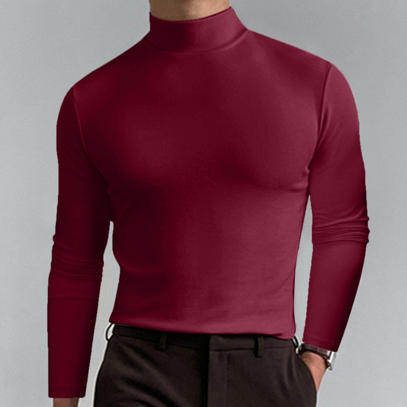 Ultimate Comfort Men's High Neck T-Shirt – Stretch. Breathable. Slim Fit for Gym & Daily Wear!