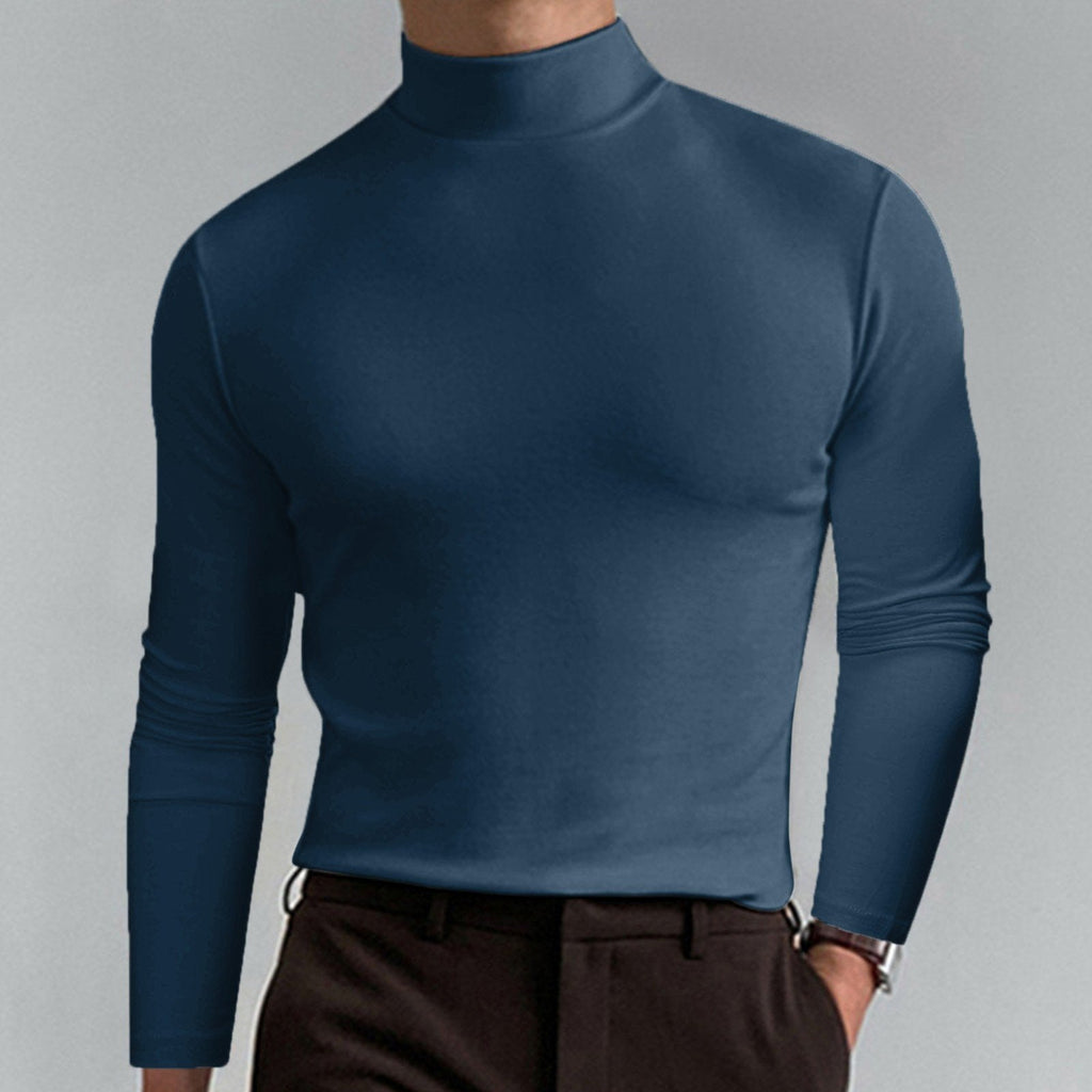 Ultimate Comfort Men's High Neck T-Shirt – Stretch. Breathable. Slim Fit for Gym & Daily Wear!
