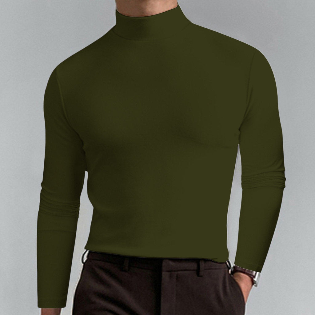 Ultimate Comfort Men's High Neck T-Shirt – Stretch. Breathable. Slim Fit for Gym & Daily Wear!