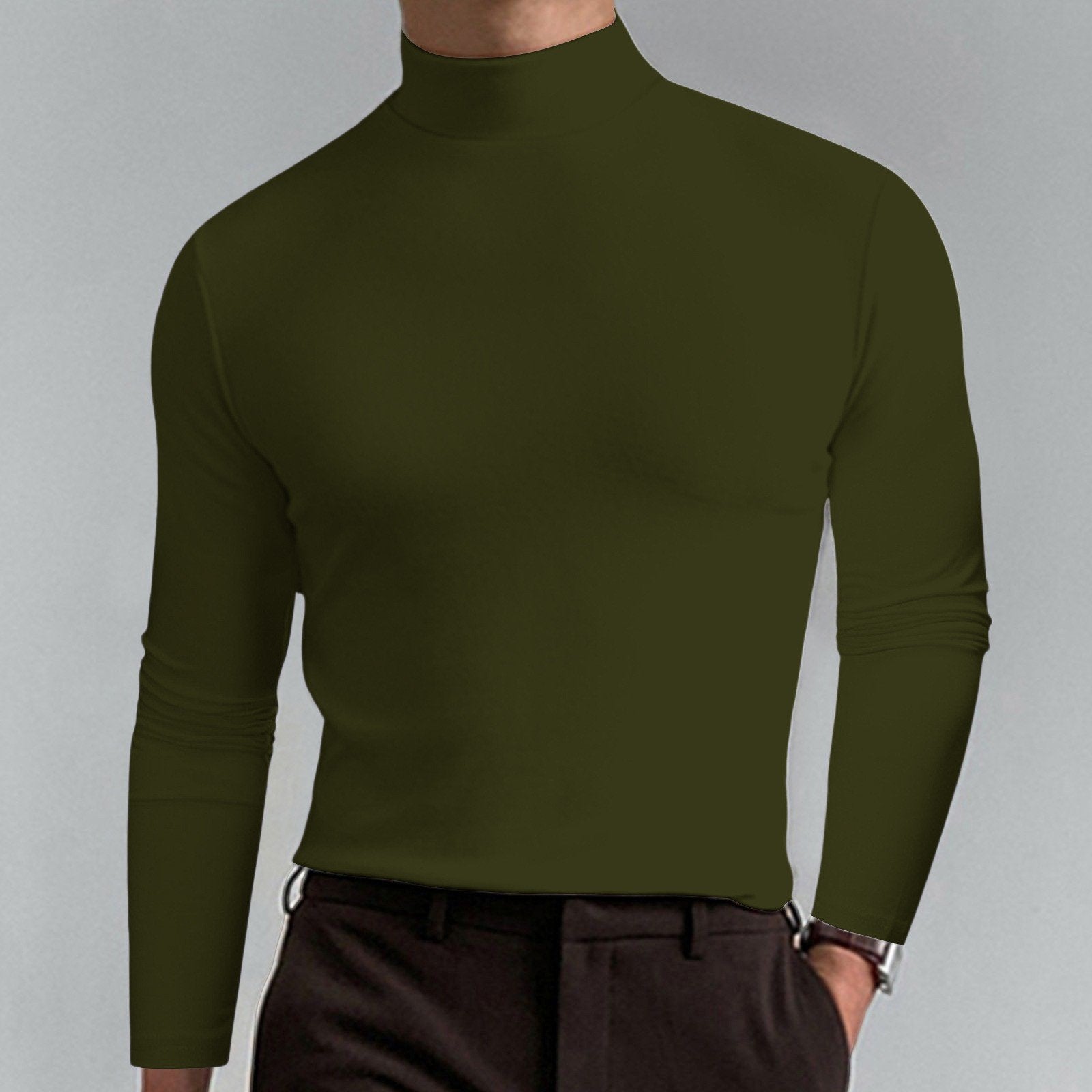 Ultimate Comfort Men's High Neck T-Shirt – Stretch. Breathable. Slim Fit for Gym & Daily Wear!