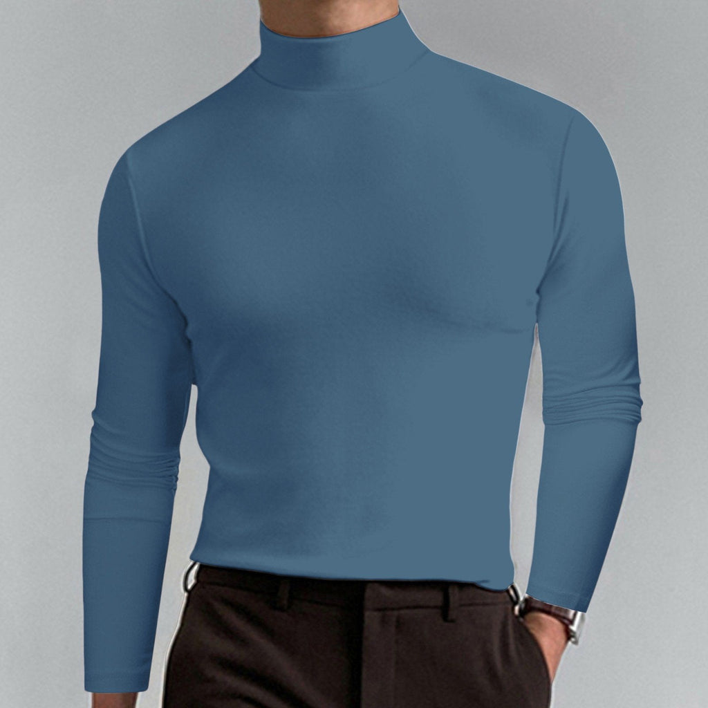 Ultimate Comfort Men's High Neck T-Shirt – Stretch. Breathable. Slim Fit for Gym & Daily Wear!