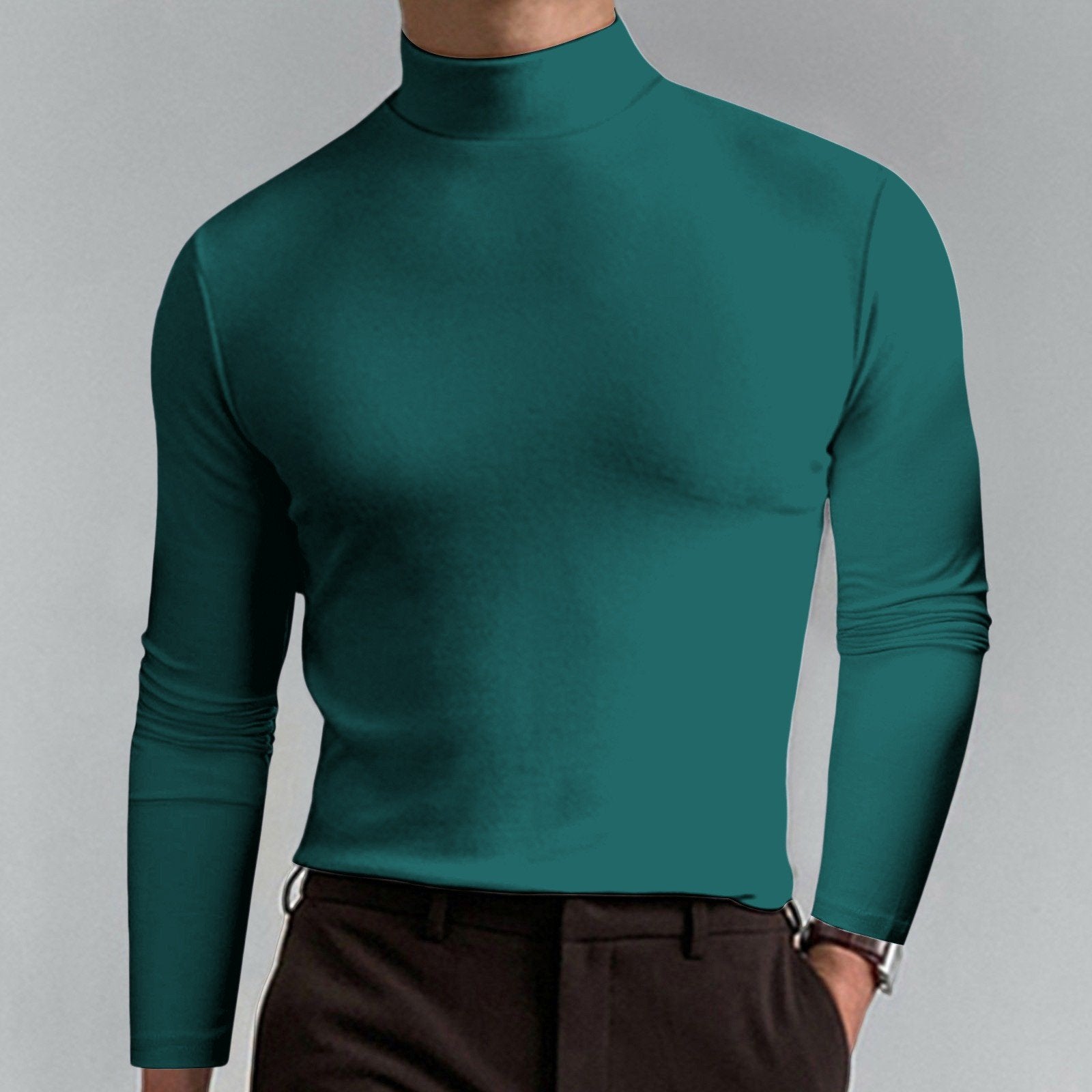Ultimate Comfort Men's High Neck T-Shirt – Stretch. Breathable. Slim Fit for Gym & Daily Wear!
