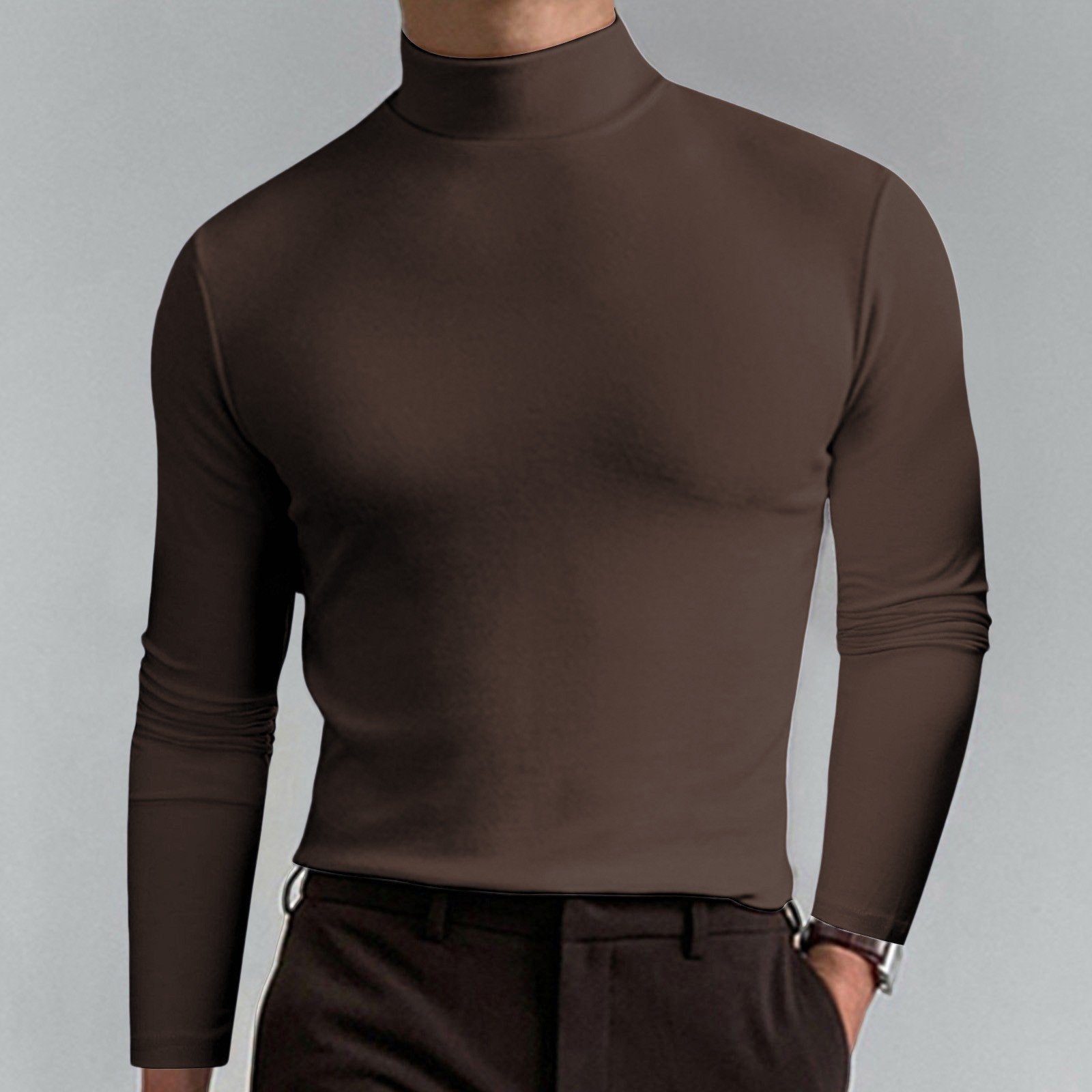 Ultimate Comfort Men's High Neck T-Shirt – Stretch. Breathable. Slim Fit for Gym & Daily Wear!