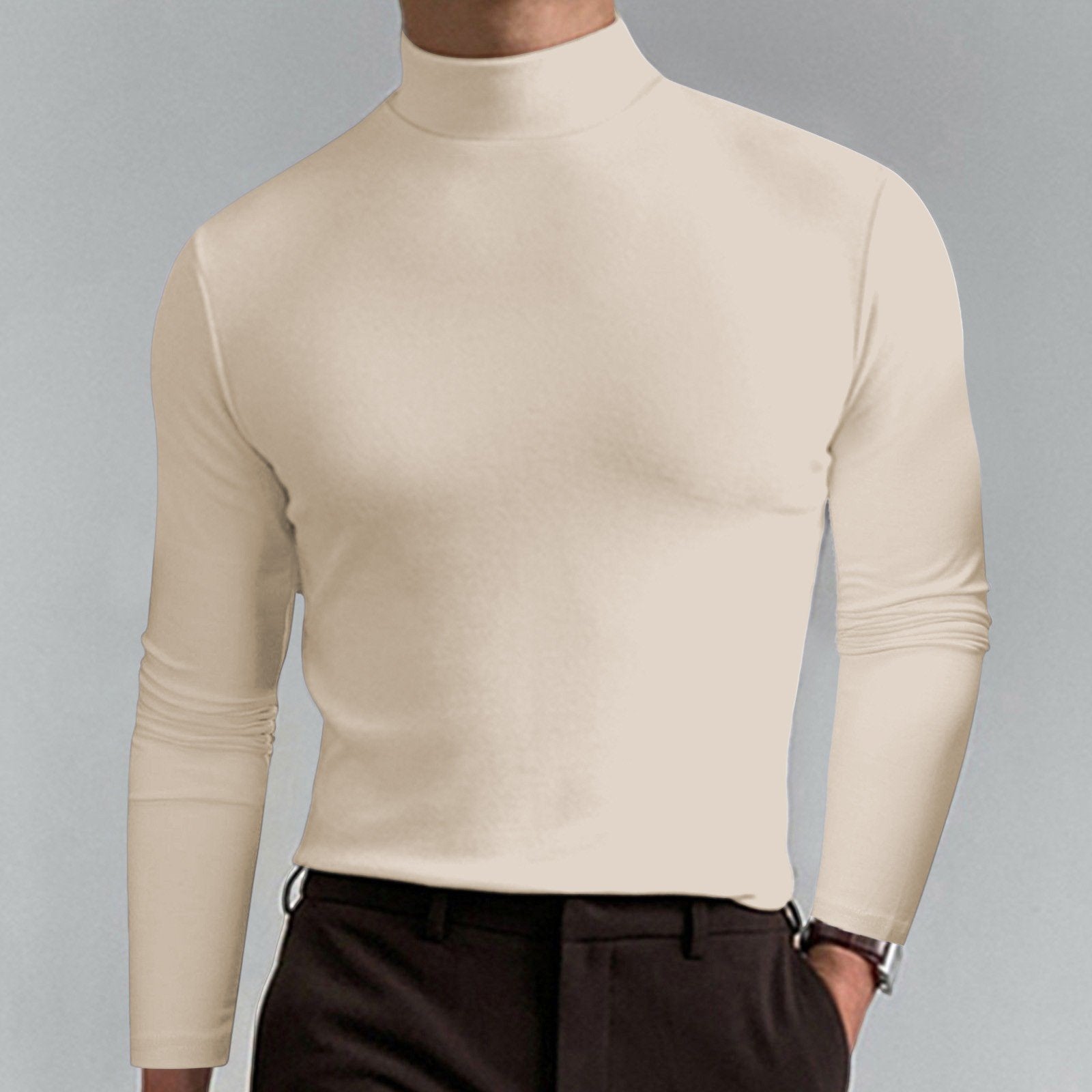 Ultimate Comfort Men's High Neck T-Shirt – Stretch. Breathable. Slim Fit for Gym & Daily Wear!