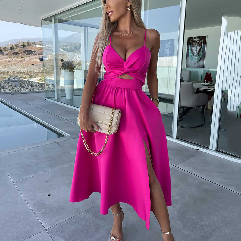 Women's Spaghetti Straps High Slit Dress