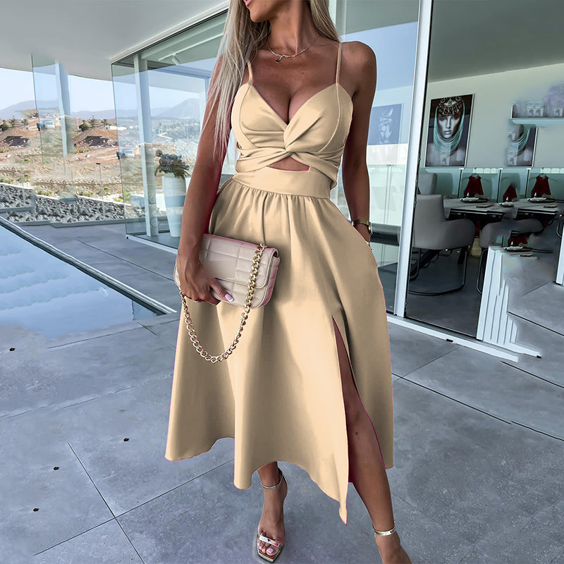 Women's Spaghetti Straps High Slit Dress