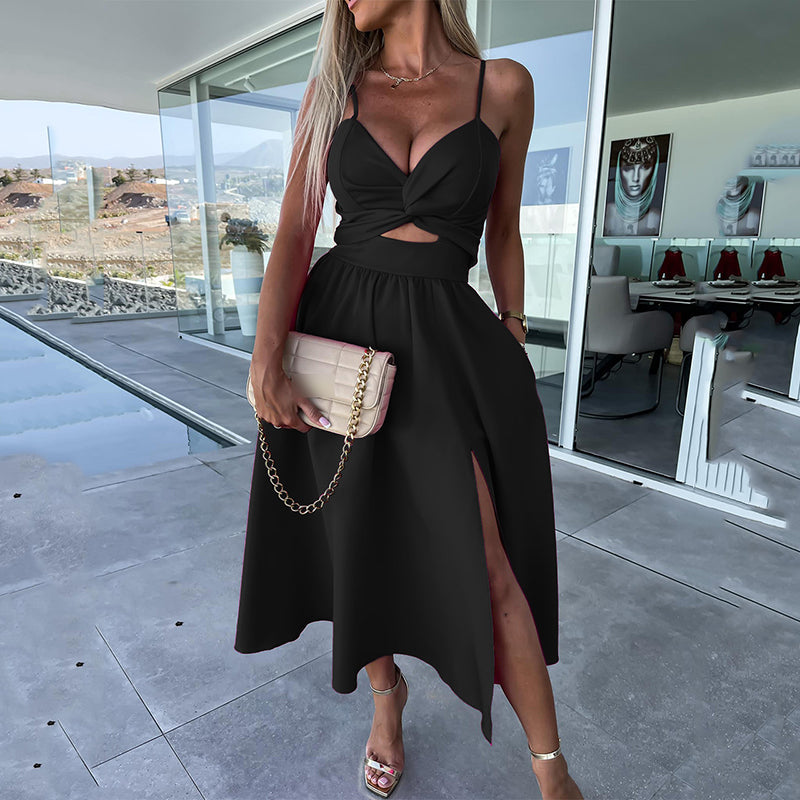 Women's Spaghetti Straps High Slit Dress
