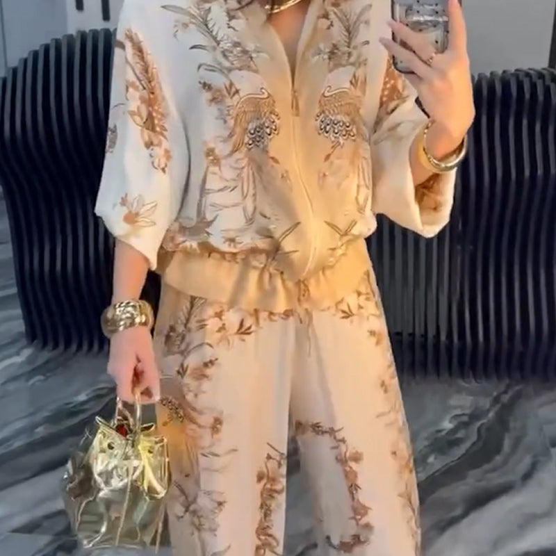 💕Limited Sale 50% OFF💕Women's Elegant Zip-Up Two-Piece Set