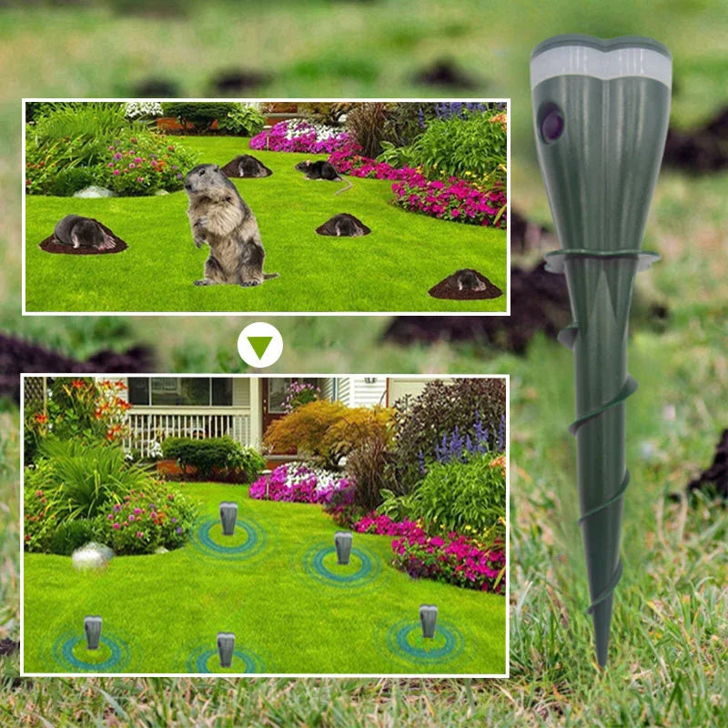 🌸 Solar Powered Waterproof Screw Mole Repellent