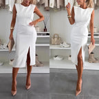 Women's Sleeveless Bodycon Dress with Slit