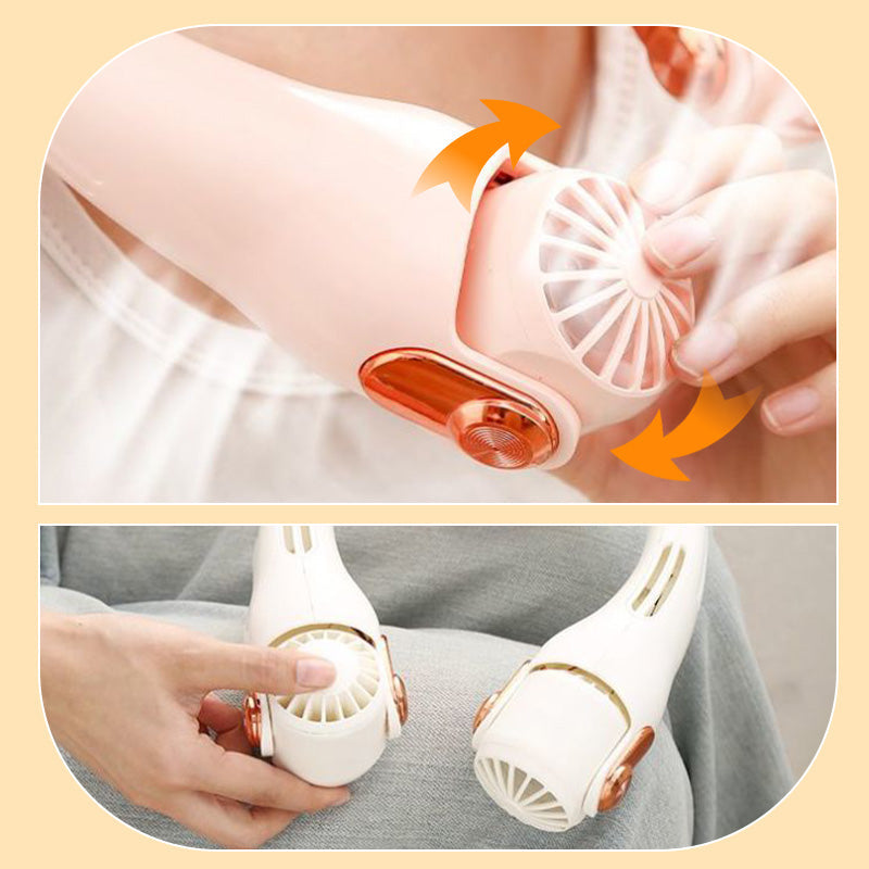 🥳2026 HOT SALE🥳💞50K+ SOLD!🍃 Neck Air Conditioner Fan – Ultra‑quiet. 360° rotating. 3 speeds. Hands‑free cooling. long battery. Summer essential! 😎🌬️