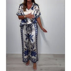 💜 LAST DAY PROMOTION - 50%OFF💜Women's Casual V-Neck Short Sleeve Top Wide Leg Pants Set