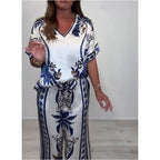 💜 LAST DAY PROMOTION - 50%OFF💜Women's Casual V-Neck Short Sleeve Top Wide Leg Pants Set