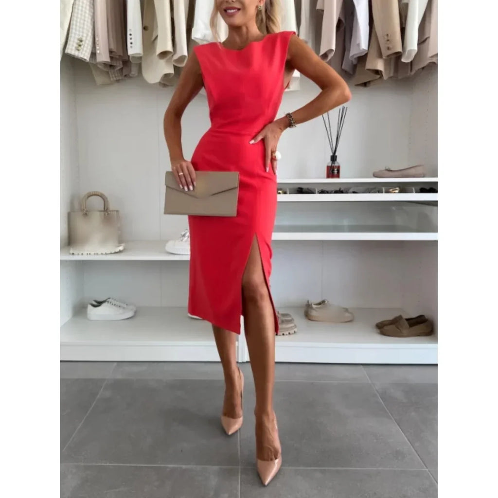 Women's Sleeveless Bodycon Dress with Slit