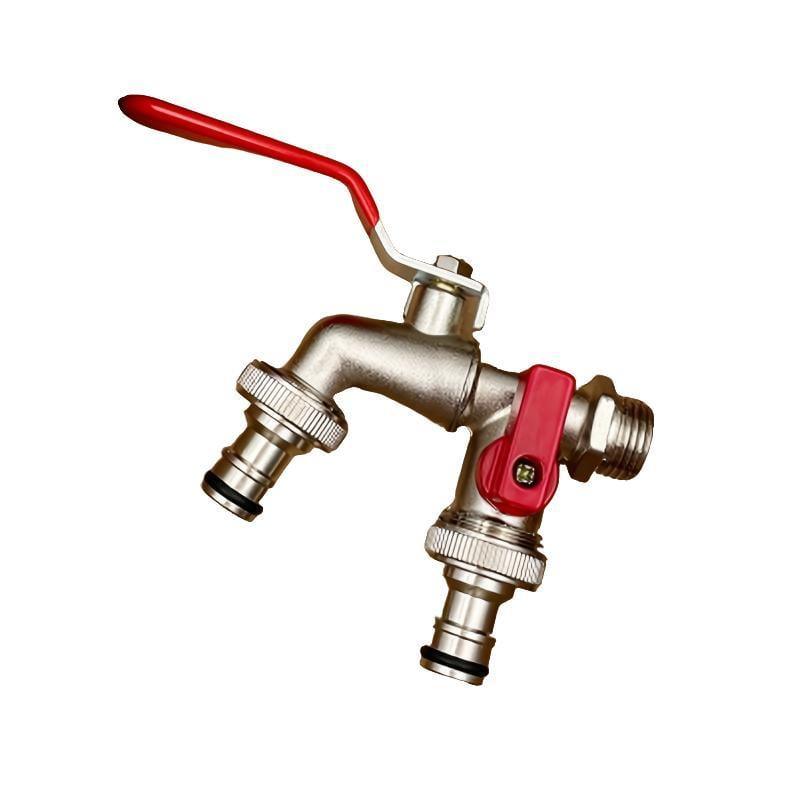 🔥Universal Stainless Steel Double Outlet Garden Water Faucet