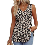 💜LAST DAY PROMOTION - 49%OFF💜Women's Print Flowy Sleeveless V Neck Peplum Tank Tops