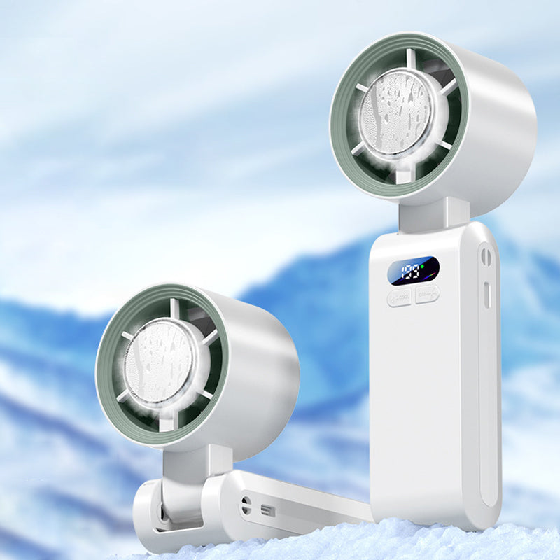 ❄️💨40% OFF Handheld Portable Fan with Ice Cooler⚡🥶 Personal Misting Fan for Outdoor Sports. Travel & Gym | Rechargeable. 3 Speeds. Instant Cooling Relief