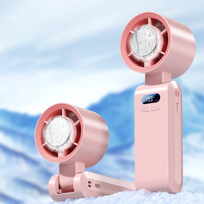 ❄️💨40% OFF Handheld Portable Fan with Ice Cooler⚡🥶 Personal Misting Fan for Outdoor Sports. Travel & Gym | Rechargeable. 3 Speeds. Instant Cooling Relief