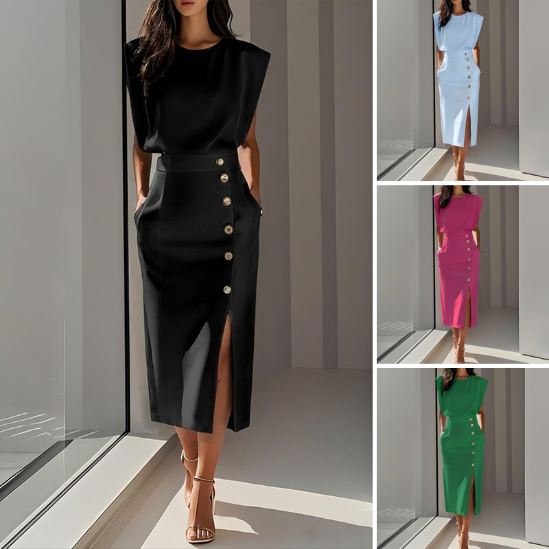👗 50% OFF NOW! 💃 Slit Midi Skirt – Draped Fabric with a Slight Waist Tuck. Elegant & Versatile ✨