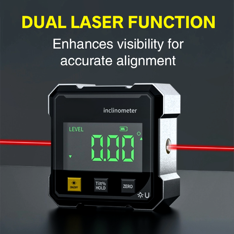📐4-Side Magnetic Digital Angle Gauge with Laser