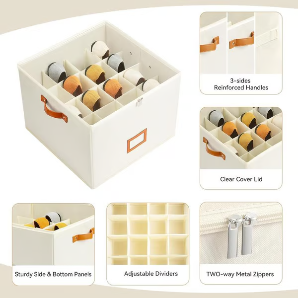 📢📢50% OFF !!!⏰ Fabric Shoe Organizer Storage Box👟– Foldable Design. Large Capacity. Dustproof & Breathable. Space-Saving for Closet & Bedroom 🧺