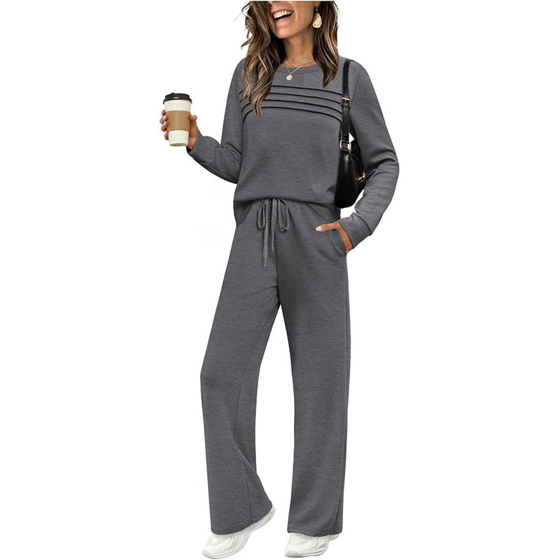 🔥40% OFF!💓Women's Crew Neck Top & Drawstring Pants Set