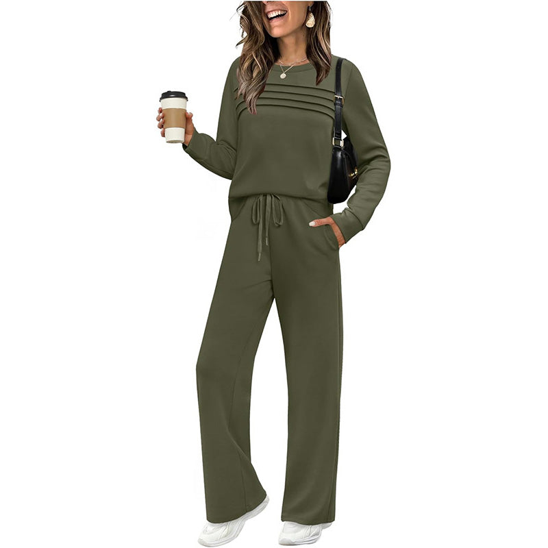 🔥40% OFF!💓Women's Crew Neck Top & Drawstring Pants Set