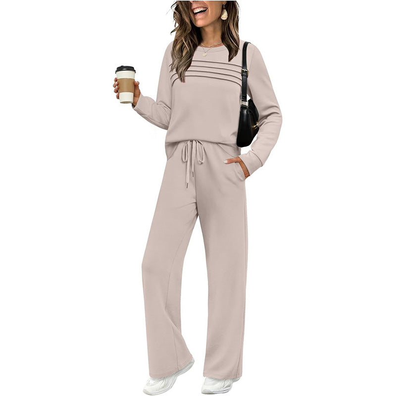 🔥40% OFF!💓Women's Crew Neck Top & Drawstring Pants Set