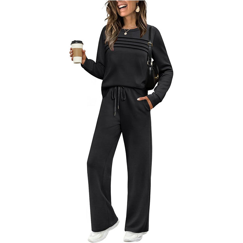 🔥40% OFF!💓Women's Crew Neck Top & Drawstring Pants Set
