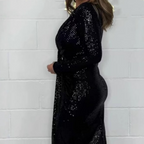 ⚡Black Friday Flash Deal!💥Women V-neck Pleated Sequined Slit Elegant Temperament Evening Party Dress Direct 50% Off. King of Cost Performance!