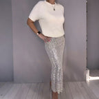 ✨👚Women's Knit Top and Sequin Skirt 2-Piece Set💕