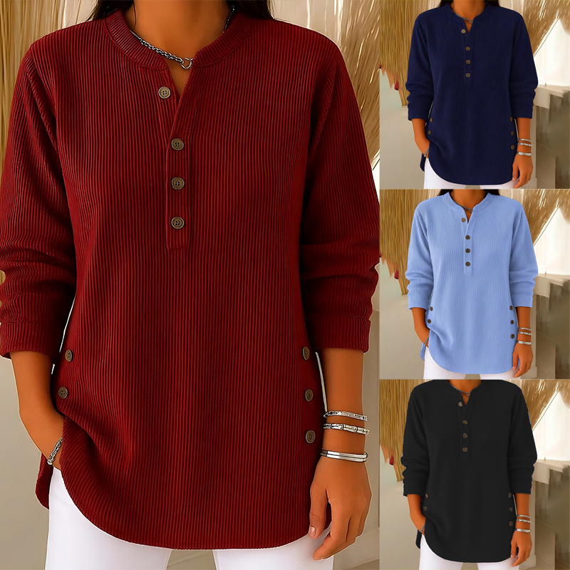 👚 50% OFF NOW! 🎉 Women's Corduroy Henley Top – Stylish. Soft & Versatile 🧥📦