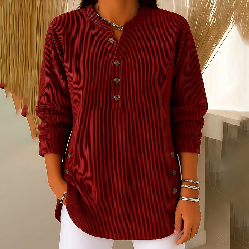 👚 50% OFF NOW! 🎉 Women's Corduroy Henley Top – Stylish. Soft & Versatile 🧥📦