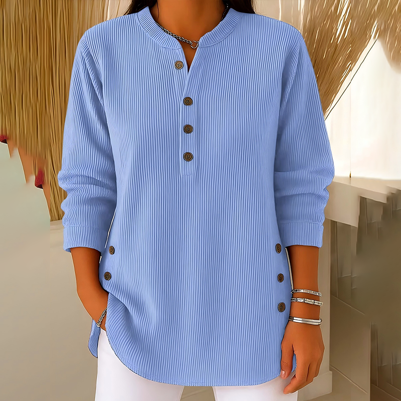 👚 50% OFF NOW! 🎉 Women's Corduroy Henley Top – Stylish. Soft & Versatile 🧥📦