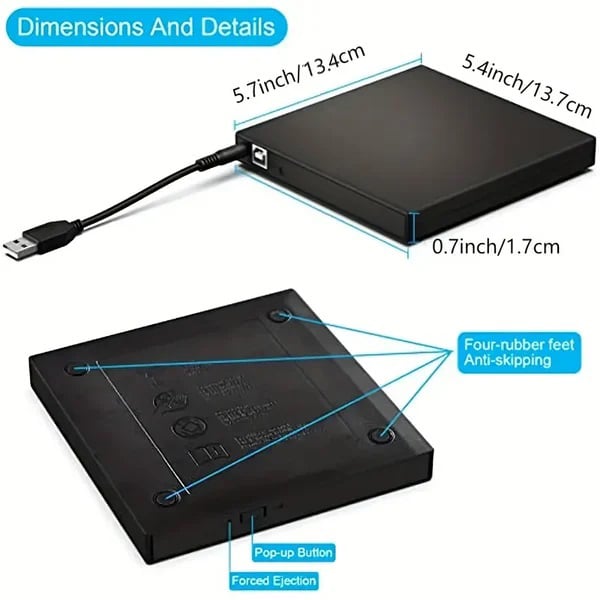 💿No Disc Drive on Your Laptop? Now You Do! External CD/DVD Burner 50% OFF